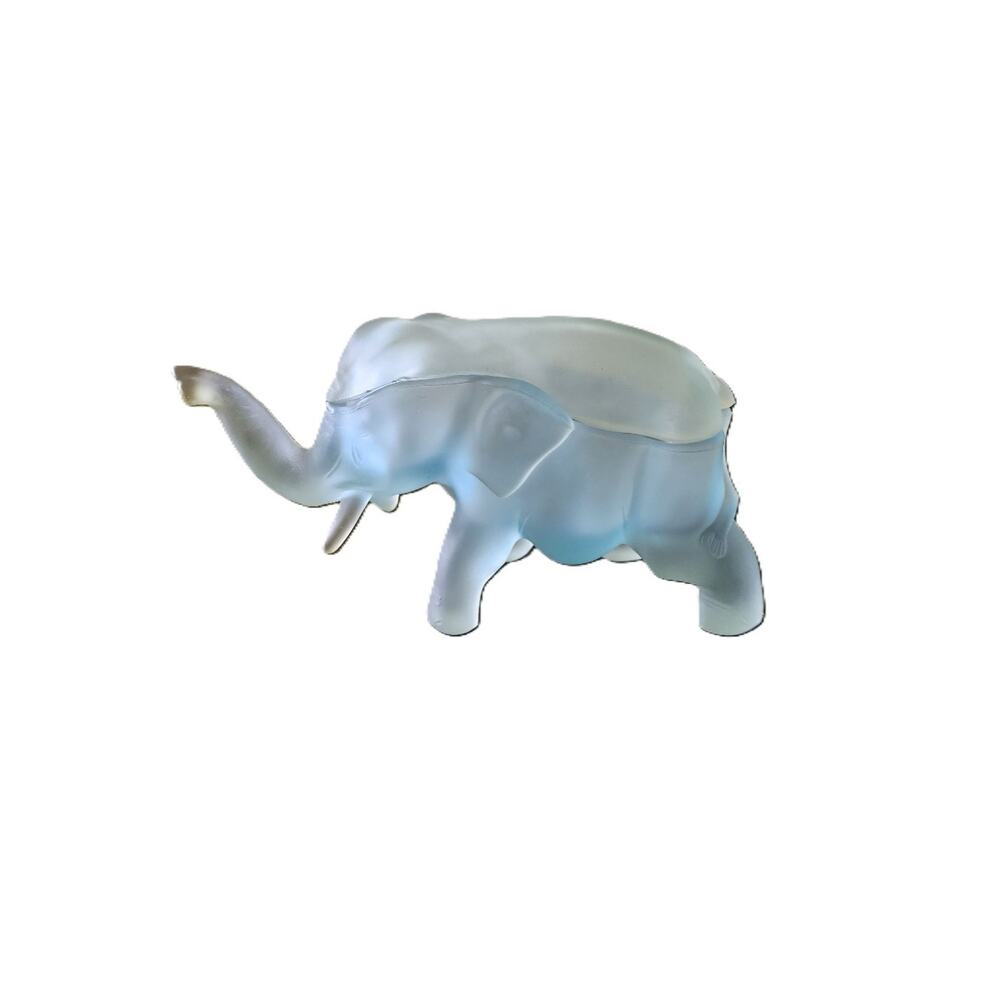 Vintage Indiana Tiara Glass Elephant Candy Dish Satin Blue